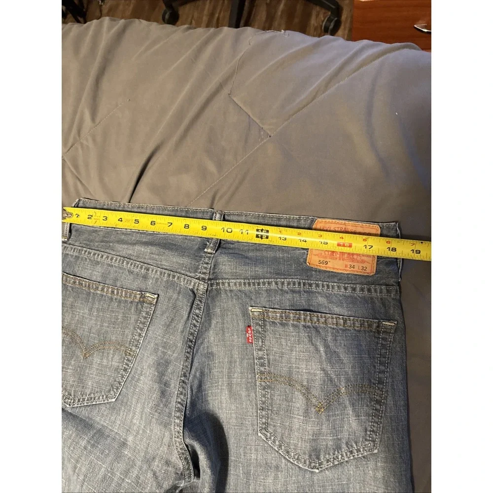 Levis 569 Jeans Mens 34x32 Blue Loose Straight Leg Denim Medium Wash FITS 36x31 - Picture 7 of 8